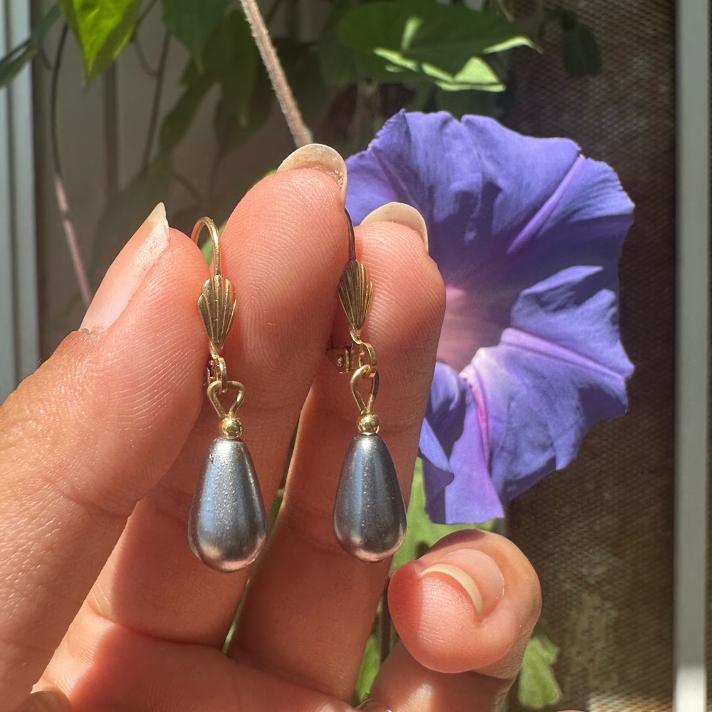 Vintage Gold Peacock Pearl Earrings